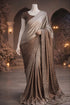 Ash Petal – Mushroom Brown & Pastel Olive Ombre Lava Silk Saree with Rhinestone Work The Ink