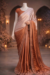 Desert Blush – Blush Pink & Copper Ombre Lava Silk Saree with Rhinestone Work The Ink