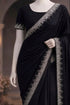 Obsidian Elegance – Black Lava Silk Saree with Rhinestone Embellishments The Ink