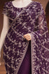 Nebula Prestige – Purple Net Saree with Silver Embroidery, Sequins & Pearl Work The Ink