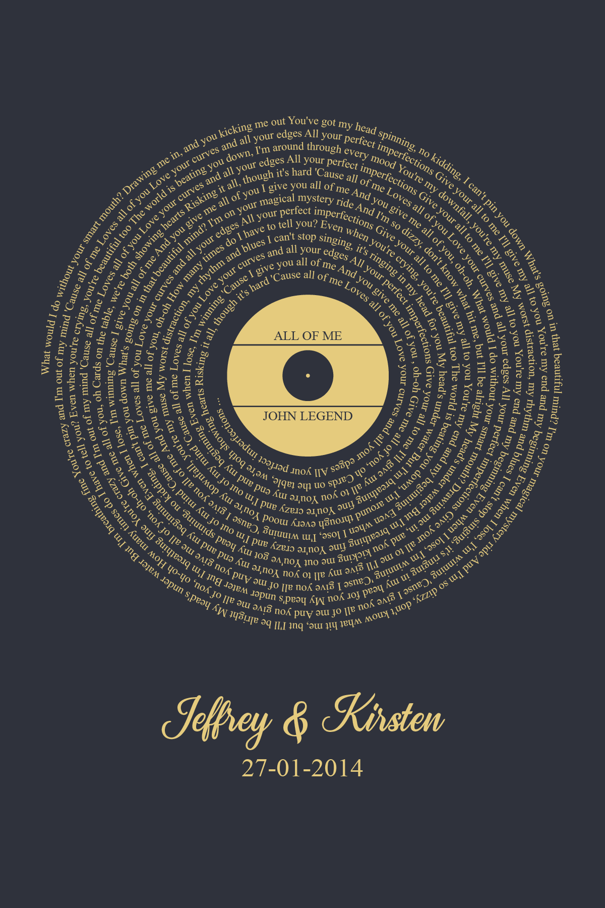 Custom Songtext Printable File - The Ink