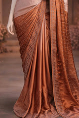 Desert Blush – Blush Pink & Copper Ombre Lava Silk Saree with Rhinestone Work The Ink